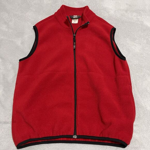 VTG REI Vest Mens Medium Rust Red Full Zip Fleece Preppy Outdoor Hike USA Made - Picture 1 of 8